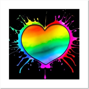 colorful heart paint splatter design Posters and Art